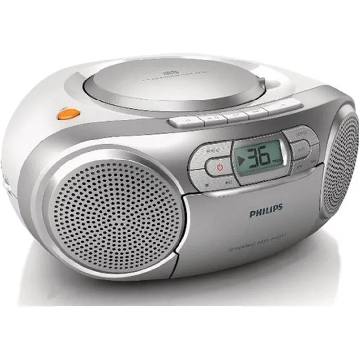 Philips AZ127 Soundmaschine (Dynamic Bass Boost, UKW-Tuner, 20 CD-Titel programmierbar, Kassetten-Deck) silber
