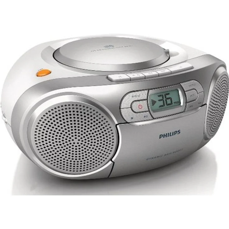 Philips AZ127 Soundmaschine (Dynamic Bass Boost, UKW-Tuner, 20 CD-Titel programmierbar, Kassetten-Deck) silber – Bild 1