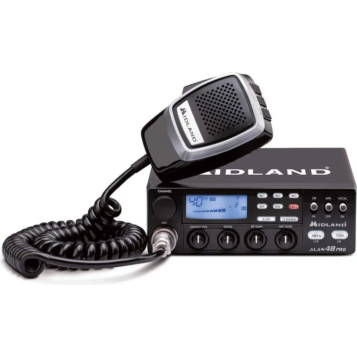 Midland Alan 48 Pro, CB Funk 12-24V mit Mikrofon und Haltebügel