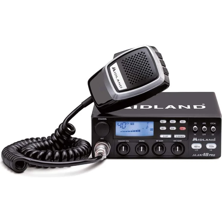 Midland Alan 48 Pro, CB Funk 12-24V mit Mikrofon und Haltebügel – Bild 1