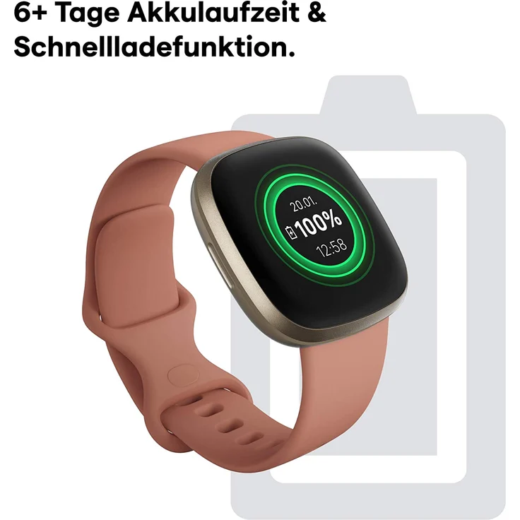 Fitbit Versa 3 Smartwatch GPS, Damen, S/L, Aluminiumgehäuse, Softgold/Altrosa – Bild 11