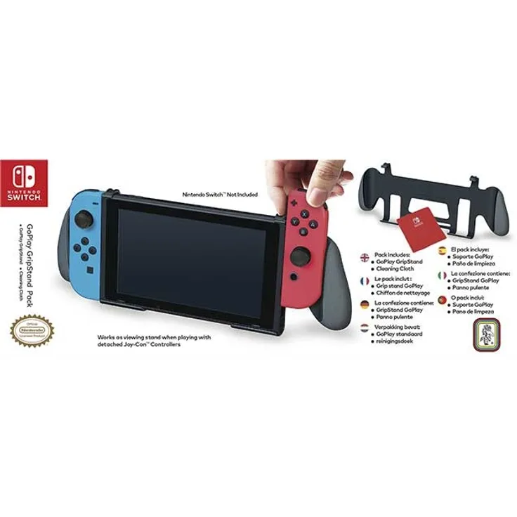 GoPlay GripStand Pack für Nintendo Switch, Halterung mit Reinigungstuch