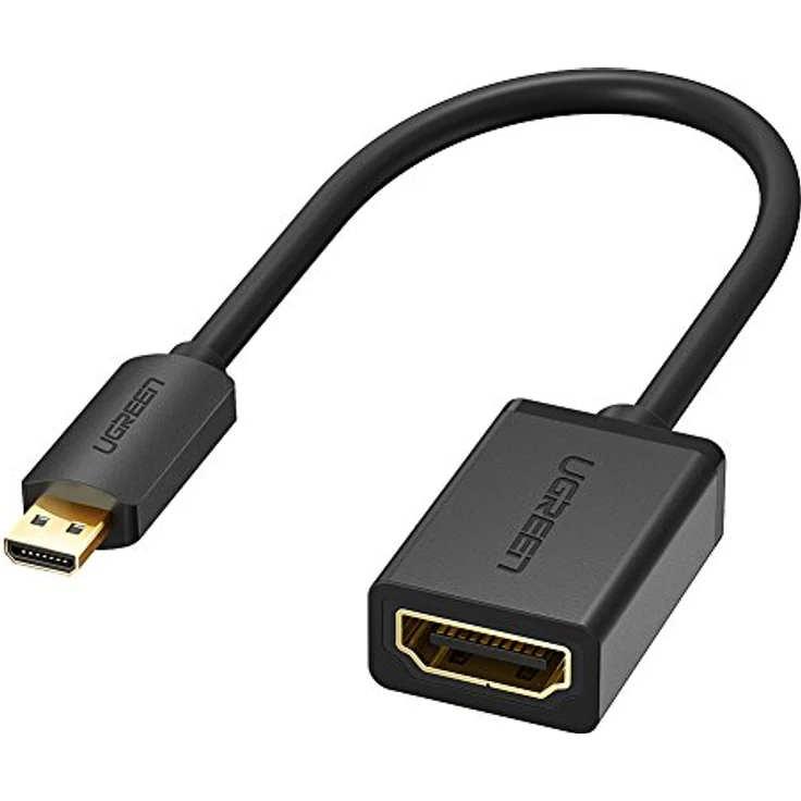 UGREEN Micro HDMI Adapterkabel Micro HDMI auf HDMI 1080P 3D 4k typ d auf typ a hdmi verlängerungskabel mit Ethernet vergoldete Kontakte unterstützt für Gopro 20cm Schwarz – Bild 1