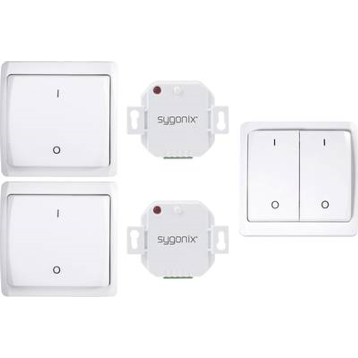 Sygonix RSL Funk-Schalter, Funk-Wandschalter Set Einbau, Oberflächenmontage, Aufputz 1-Kanal, 2-Kanal Schaltleistung (max.) 2000 W Reichweite max. (im Freifeld) 70 m