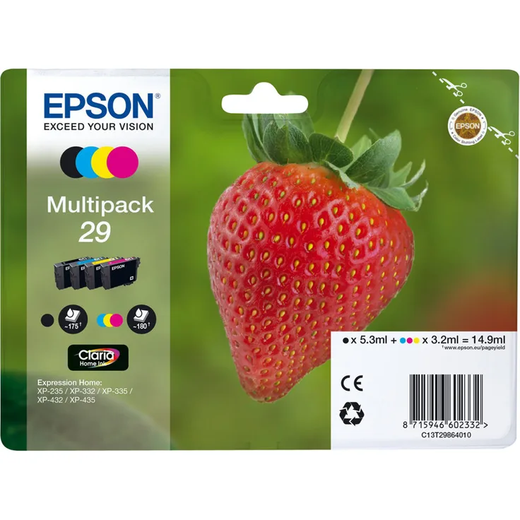 Epson 29 Multipack - 4er-Pack - Schwarz, Gelb, Cyan, Magenta - Original - Tintenpatrone - für Expression Home XP-235, 245, 247, 332, 335, 342, 345, 432, 435, 442, 445