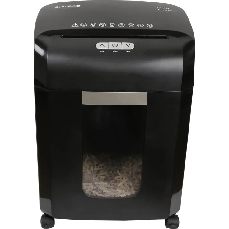 Olympia CC 415.4 Profi Papier-Schredder (Sicherheitsstufe P4, Partikelschnitt, Sehr leise, 15 Blätter 80g-m², Papiervernichter DIN A4, Energiesparender Aktenvernichter fürs Büro)