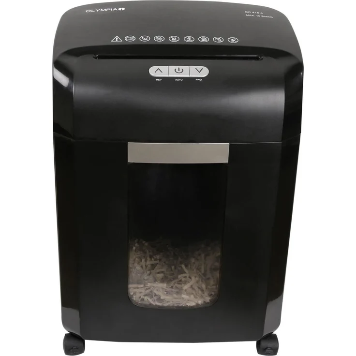 Olympia CC 415.4 Profi Papier-Schredder (Sicherheitsstufe P4, Partikelschnitt, Sehr leise, 15 Blätter 80g-m², Papiervernichter DIN A4, Energiesparender Aktenvernichter fürs Büro) – Bild 1