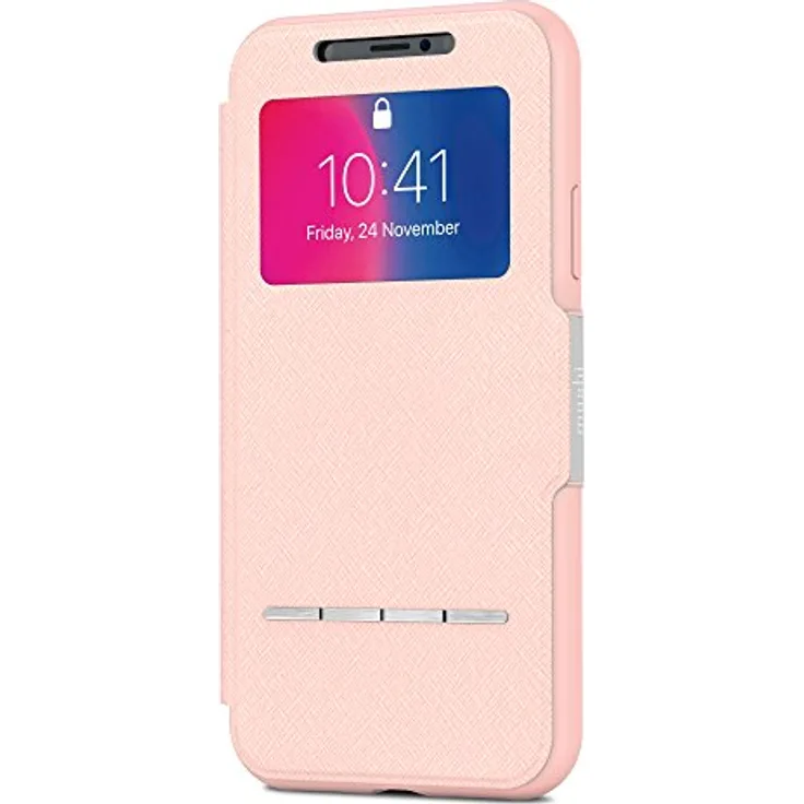 Moshi 99MO072309 - SenseCover für iPhone X - dünnes Smartcase mit Touchcover - Klapphülle mit Sensoren Rosa