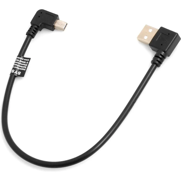 SYSTEM-S Mini USB Kabel 90° Grad rechts gewinkelt Winkelstecker auf USB Typ A (Male) Links gewinkelt Datenkabel Ladekabel 26 cm