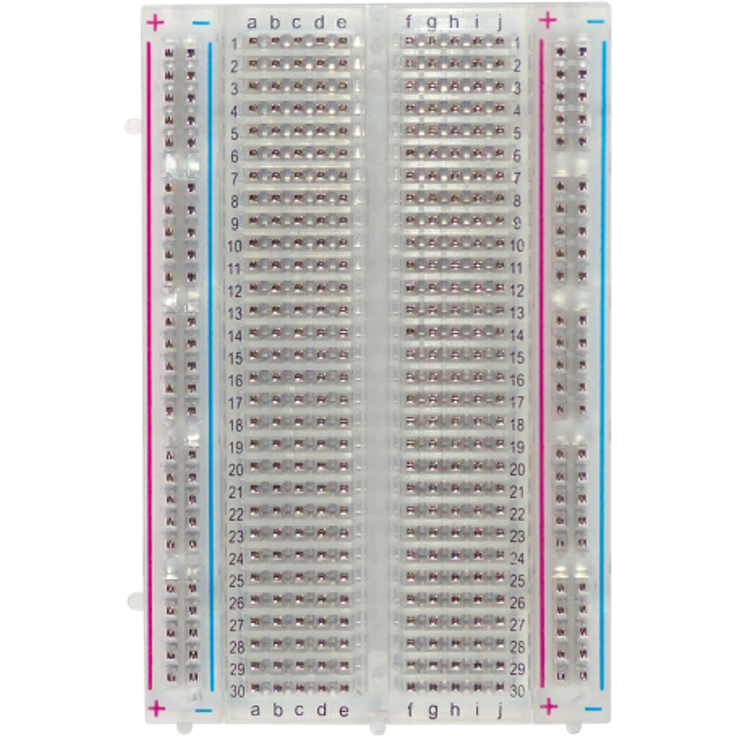 Experimentier-Board, 100-300 Kontakte, erweiterbar, 82x54x9mm, weiß