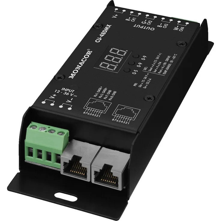 MONACOR CU-48DMX 4-Kanal-RGBW-LED-DMX-Controller zur Ansteuerung von LED-Streifen Schwarz