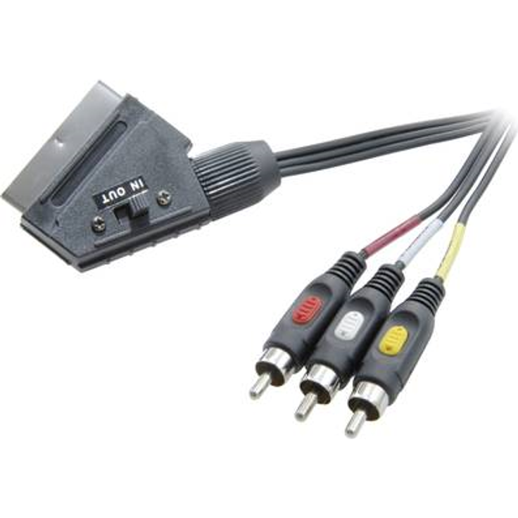 SpeaKa Professional SCART / Composite Cinch TV, Receiver Anschlusskabel [1x SCART-Stecker - 3x Cinch-Stecker] 2 m Schwarz (SP-7869848)