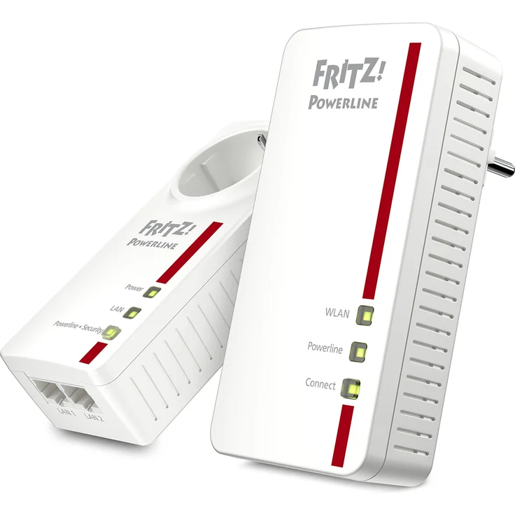 AVM Fritz Powerline 1260E-1220E WLAN Set (WLAN-Access Point, ideal für Media-Streaming oder NAS-Anbindungen, 1,200 MBit-s, internationale Version) weiß – Bild 1