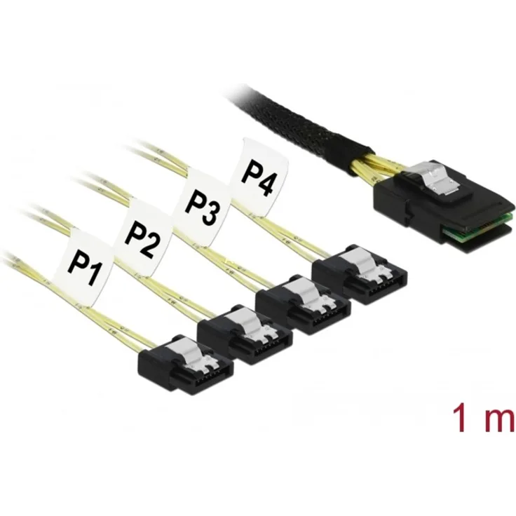 DeLOCK - SATA- / SAS-Kabel - SAS 6Gbit/s - Mini SAS (SFF-8087) (M) bis 4 x SATA (R) - 1 m