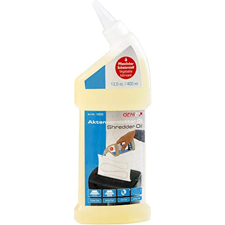 Genie Aktenvernichter Öl (400 ml) | zum Reinigen und Schmieren des Schneidwerkes für eine hohe Schneidleistung | Schneidblock Spezialöl - geeignet für sämtliche Schnittarten, Geräte und Hersteller - Preisvergleich – Bild 1