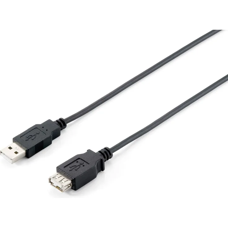 Equip - USB-Verlängerungskabel - USB Typ A, 4-polig (M) - USB Typ A, 4-polig (W) - 5,0m (USB / USB2.0) - Schwarz (128852)