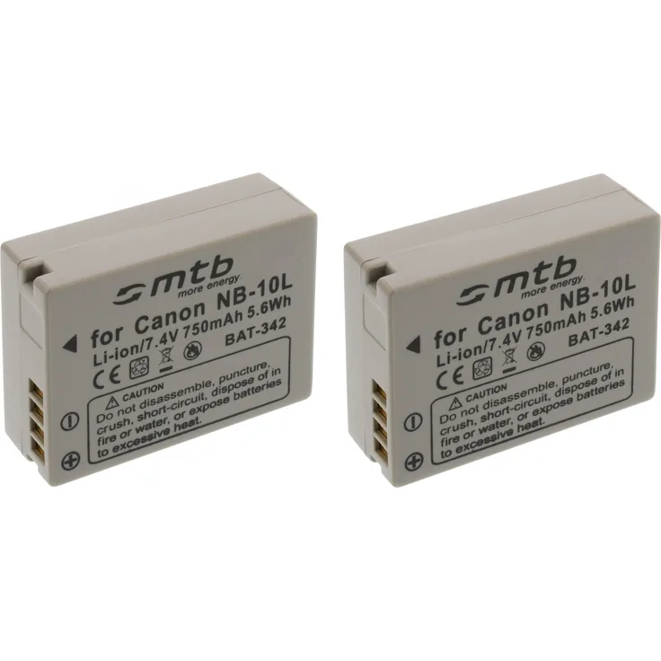 2x Akku NB-10L für Canon PowerShot G15, G16, G1X, SX40 HS, SX50 HS, SX60 HS