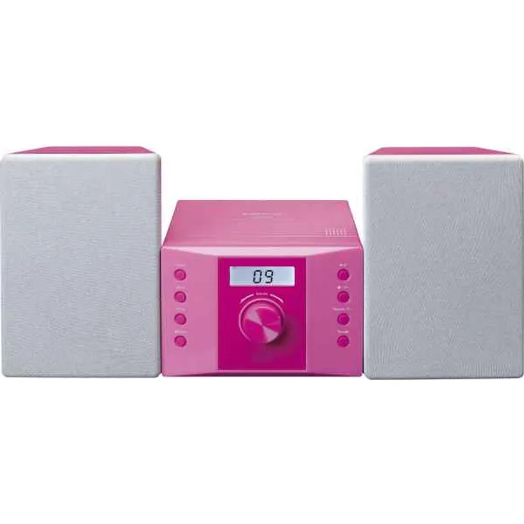 Lenco MC-013PK Stereoanlage - Kompaktanlage für Kinder - Radio CD-Player - LCD Display - AUX Eingang - 2 x 2 Watt RMS - mit Aufklebern - rosa