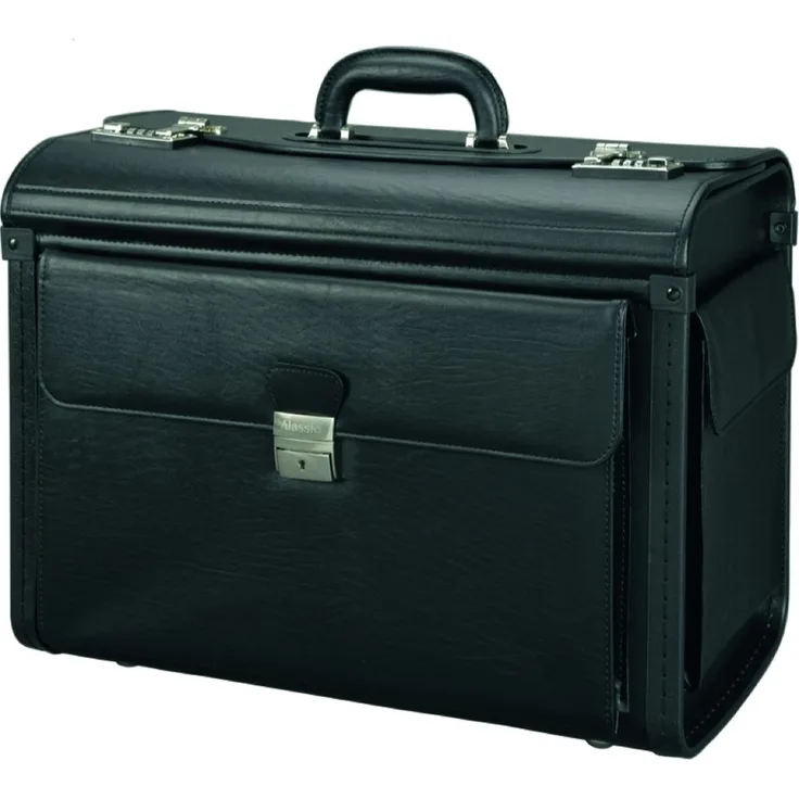 Alassio 45047 - Pilotenkoffer VINZA, aus strapazierfähigem Lederimitat, ca. 46 x 35 x 21,5 cm, schwarz
