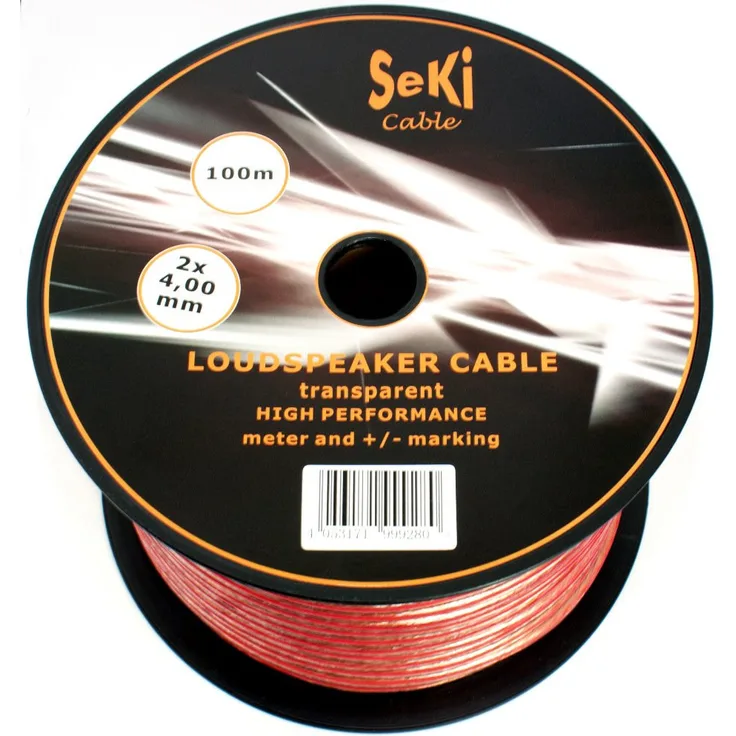 Lautsprecherkabel 2x4,00mm2 - 100m - transparent - CCA - Audiokabel - Boxenkabel