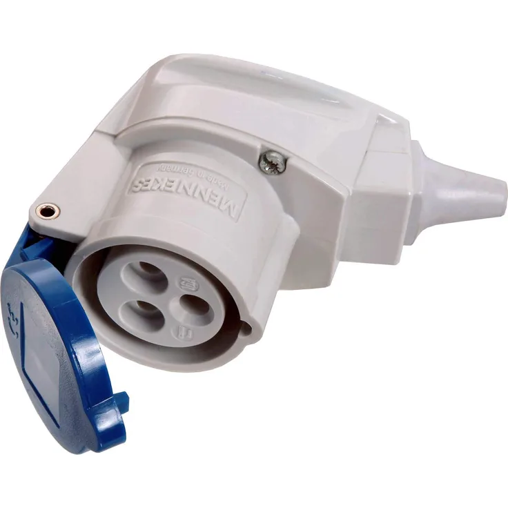 as - Schwabe E-Winkelkupplung Caravan – 230 V - 16 A Camping-Kupplung aus Thermoplast – Für Wohnwagen und Wohnmobile – Geeignet für Außenbereich – IP44 - Made in Germany - Blau I 60475