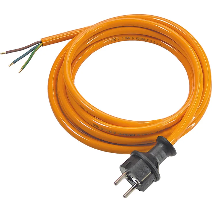 as - Schwabe PUR Baustellen-Anschlussleitung 5 m – Robuste Leitung 230 V, 16 A mit Polyurethan-Außenmantel H07BQ-F 3G1,5 – Ein Ende mit Schuko-Stecker, ein Ende abgemantelt – IP44 – Made in EU I 70908