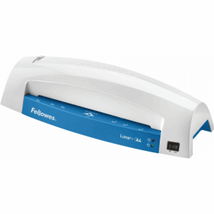 Fellowes Lunar+ A4 Laminiergerät für Zuhause, laminiert 80-125 Micron Laminierfolien bis A4 Format, Farbe: weiß-blau
