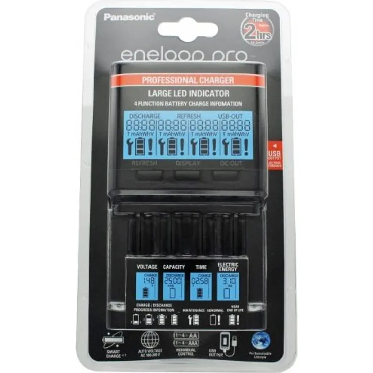 Panasonic eneloop Top-Ladegerät BQ-CC65 inkl. LCD-Display und AccuCell Akkubox B