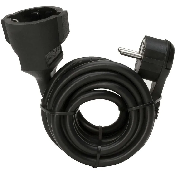 Kopp 143705086 Verlängerung mit Flachstecker 5m, schwarz, 5 m