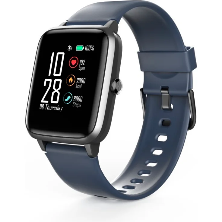 Hama Fit Watch 4900 Smartwatch Unisex, Einheitsgröße, TPU-Gehäuse, Schwarz, Blau – Bild 1