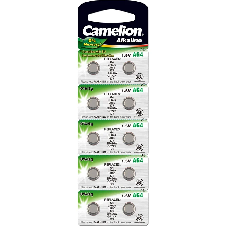 Camelion 12001004 Alkaline Knopfzelle (AG4, LR66, LR626, 377, 10er-Pack, Blister) – Bild 1