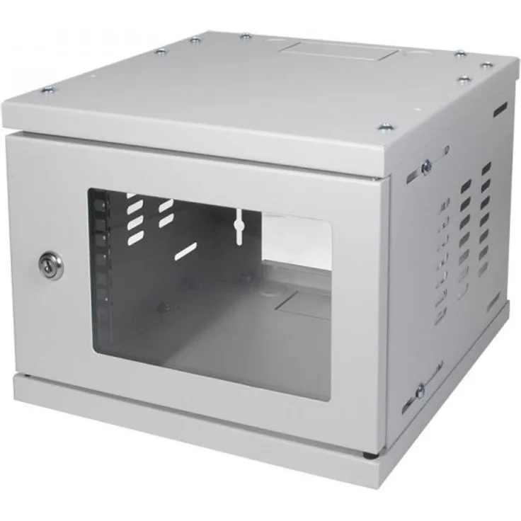 LogiLink Professional W06Z33G 10 Zoll Wandverteiler SoHo, montiert, 4 HE, lichtgrau