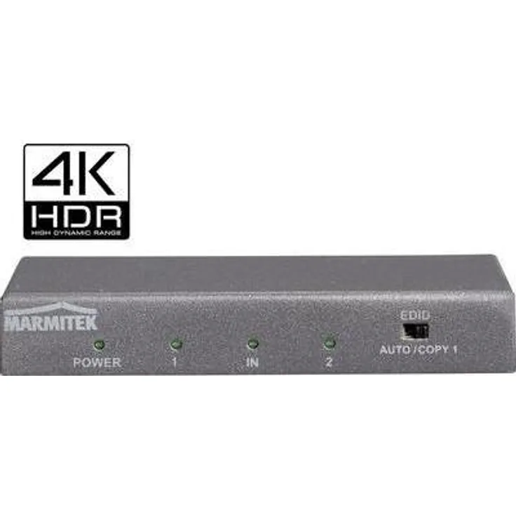 Marmitek Split 612 UHD 2.0 - HDMI Splitter - HDMI Verteiler - 1 ein - 2 aus - 3D | 4K60 (4:4:4) - Ultra HD - 3840 x 2160-60 Hz - HDCP 2.2 - Metallgehäuse