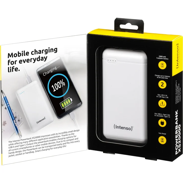 Intenso XS20000, externes Ladegerät, 20000 mAh, geeignet für Smartphones, Tablets, PCs, Digitalkameras, Nintendo Switch, Powerbank, weiß (7313552) – Bild 8