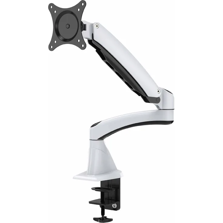 HFTEK Monitorarm Stand Halterung Halter Tischhalterung für Bildschirme von 15 - 27 Zoll - VESA 75/100 (DS112F weiß)