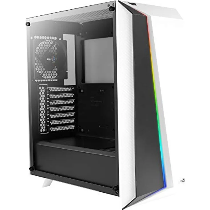 Aerocool CYLONPROWG, ATX RGB PC-Gehäuse, Hartglas, 12 cm Lüfter, weiß – Bild 1