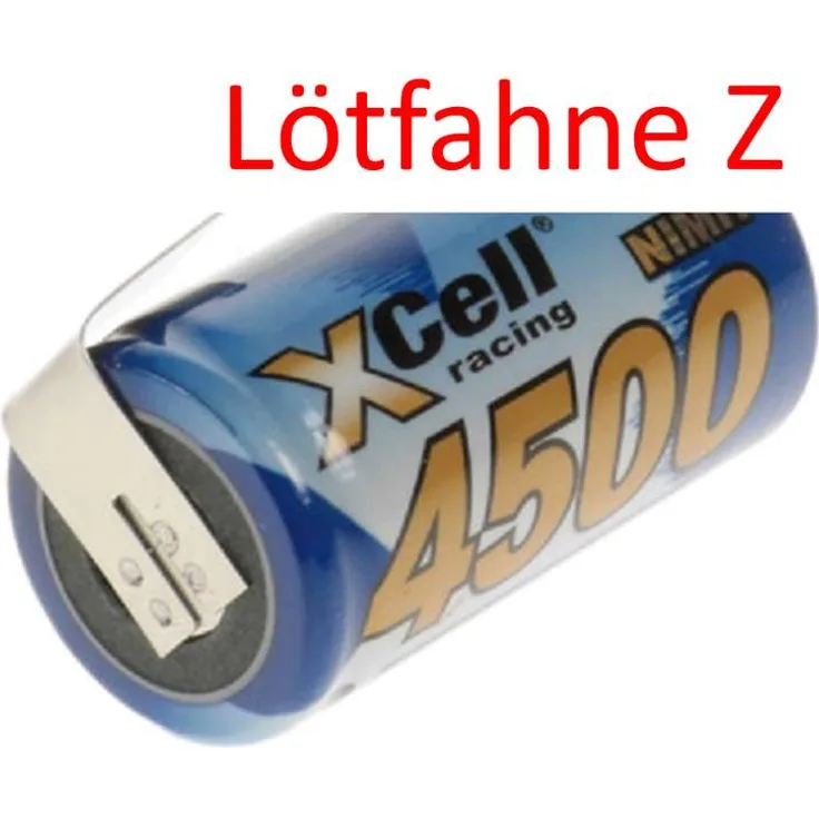XCell Racing Einzelzelle Ni-MH 4500mAh 1,2V Sub C X4500SCR mit Z-...