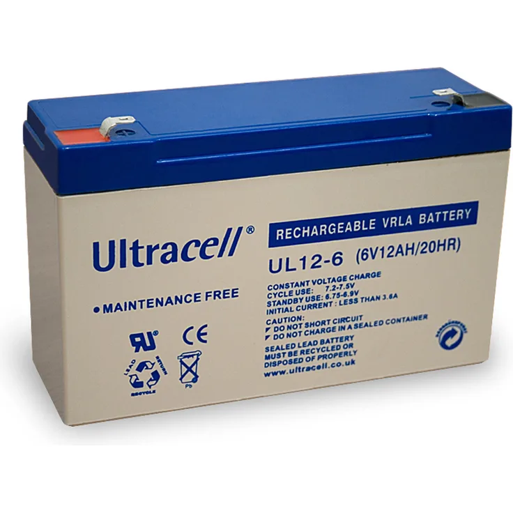 Wentronic Blei-Akku (Ultracell) 6 V, 12 Ah (Faston 187-4,8mm )