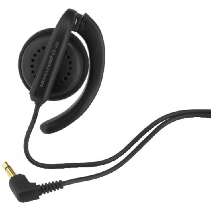 Monacor ES-200 Schwarz Ohraufliegend Ohrbügel - Kopfhörer (Ohraufliegend, Ohrbügel, Verkabelt, 100-18000 Hz, 1 m, Schwarz)