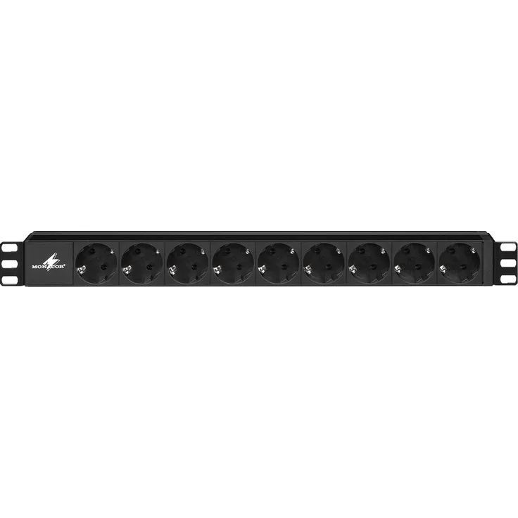 MONACOR RCS-92-SW Rack-Steckdosenleiste mit 9 Schukosteckdosen schwarz