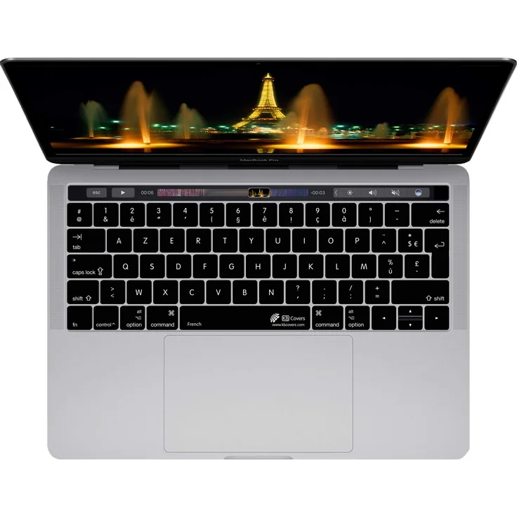 KB Covers French Keyboard Cover - langlebige Tastaturabdeckung, arabisches Layout, abwaschbar - für MacBook Pro Late 2016+ mit w-Touch Bar, schwarz