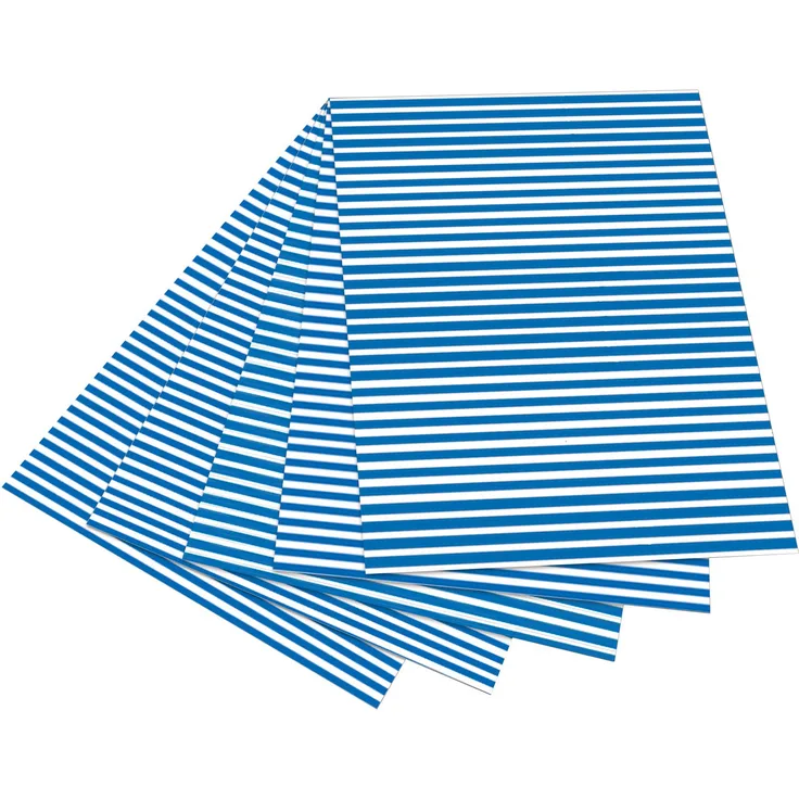 folia 6030 - Fotokarton mit Streifen blau - weiß, 50 x 70 cm, 10 Bogen, beidseitig bedruckt - zum Basteln und kreativen Gestalten von Karten, Fensterbildern und für Scrapbooking