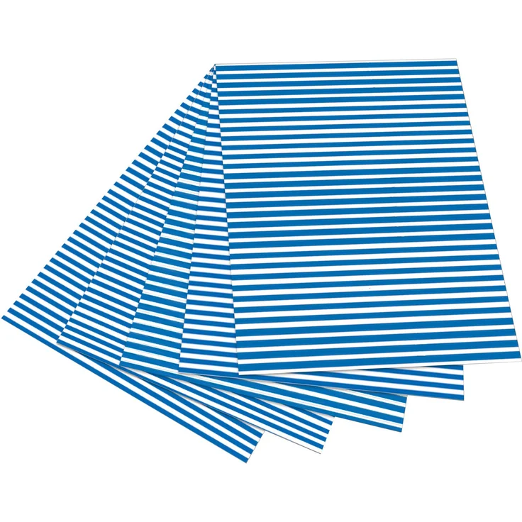 folia 6030 - Fotokarton mit Streifen blau - weiß, 50 x 70 cm, 10 Bogen, beidseitig bedruckt - zum Basteln und kreativen Gestalten von Karten, Fensterbildern und für Scrapbooking