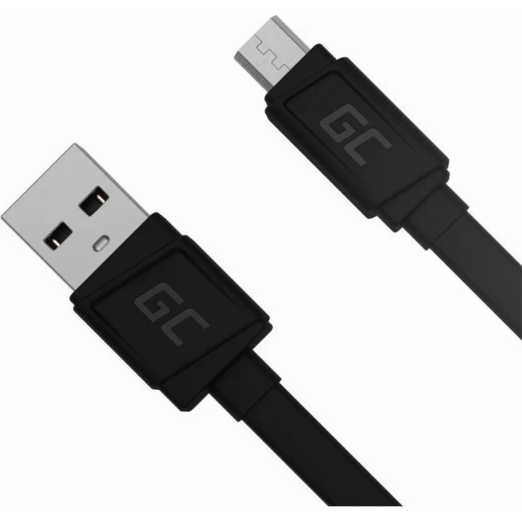 Green Cell Kab USB > Mikro USB 0,25 m Black, Ladekabel/Datenkabel, schwarz