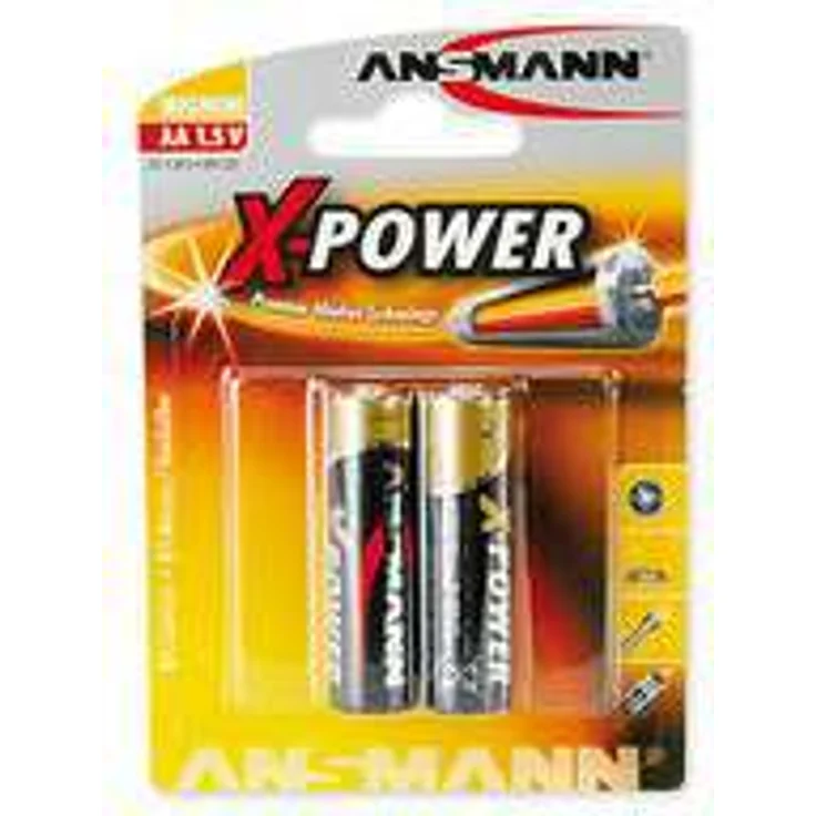 ANSMANN X-Power Alkaline Batterie Mignon AA LR6 Longlife Alkalibatterie für extrem hohen Strombedarf (2er Pack)