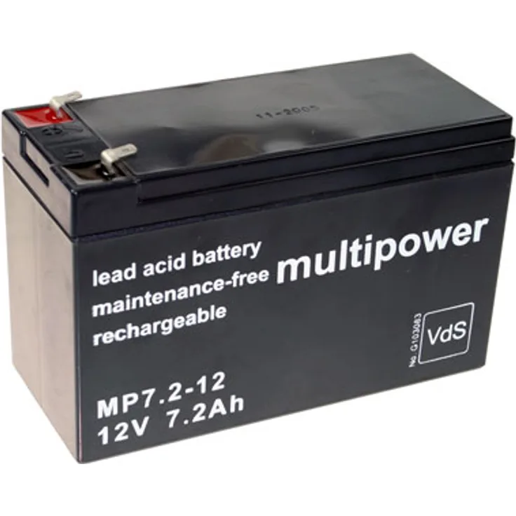 Multipower - MP7.2-12 - 12 Volt 7,2 Ah Pb - 4,8mm Faston