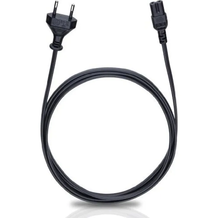 Oehlbach Powercord C7 - 500 - Netzkabel 2-polig mit Euro-Stecker (E7-16) - VDE geprüft - hochflexibel, hervorragende Kontaktsicherheit - 5m schwarz