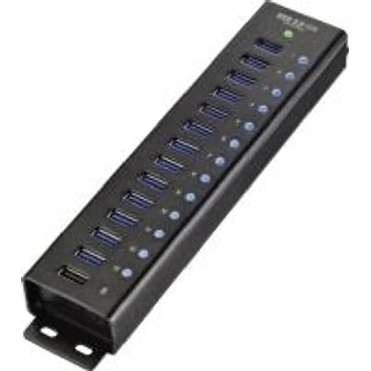 Renkforce 13+1 Port USB 3.0-Hub mit Aluminiumgehäuse, zur Wandmontage, mit Schnellladeport