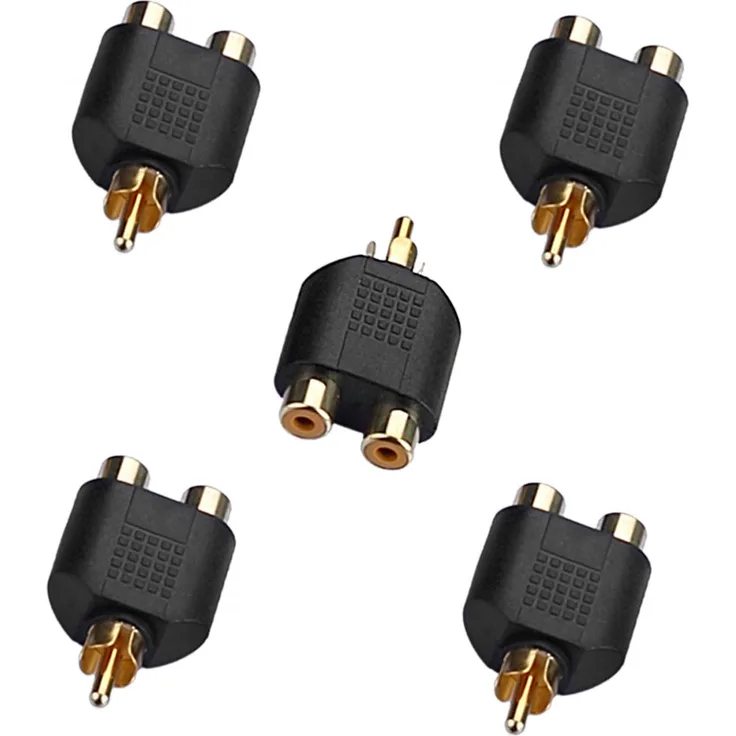 Sienoc 5 PK Audio-Adapter Chinch Cinch-Stecker auf 2x Cinch-Kupplung Y-Adapter Verteiler