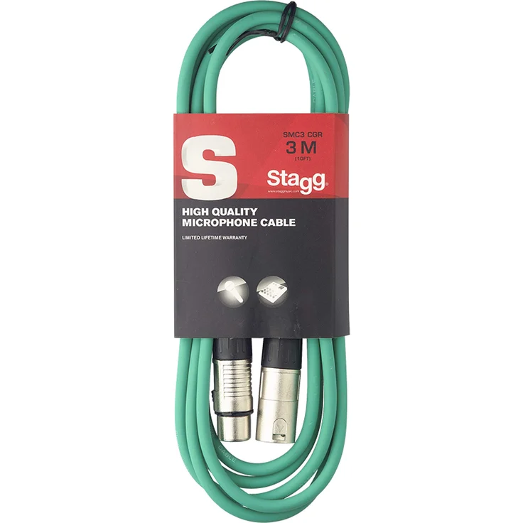 Stagg 3 m hochwertigen XLR-auf XLR-Stecker Mikrofon Kabel grün – Bild 1